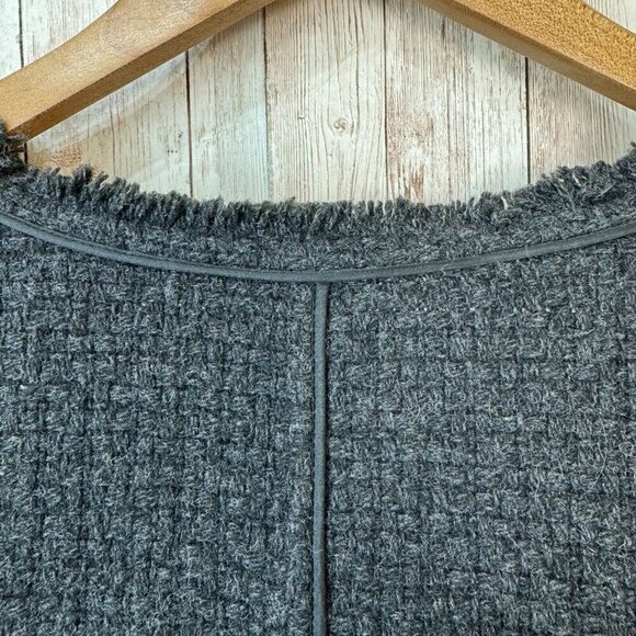 Vince Womens Blazer Jacket Raw-Edge Trim Collarless Patch Pockets Dark Gray 10 - Picture 6 of 14